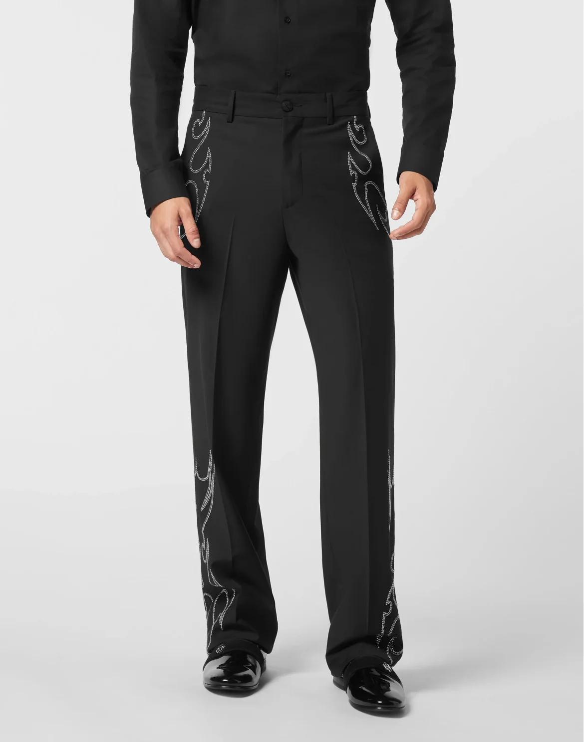 Loose Fit Trousers Texas Studs, цвет: Черный