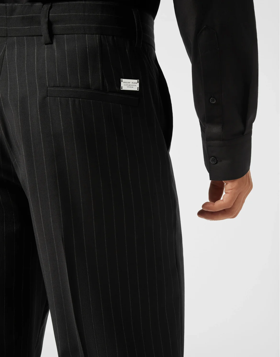 Loose Fit Pinstripe Trousers Raw Edges, цвет: Серый