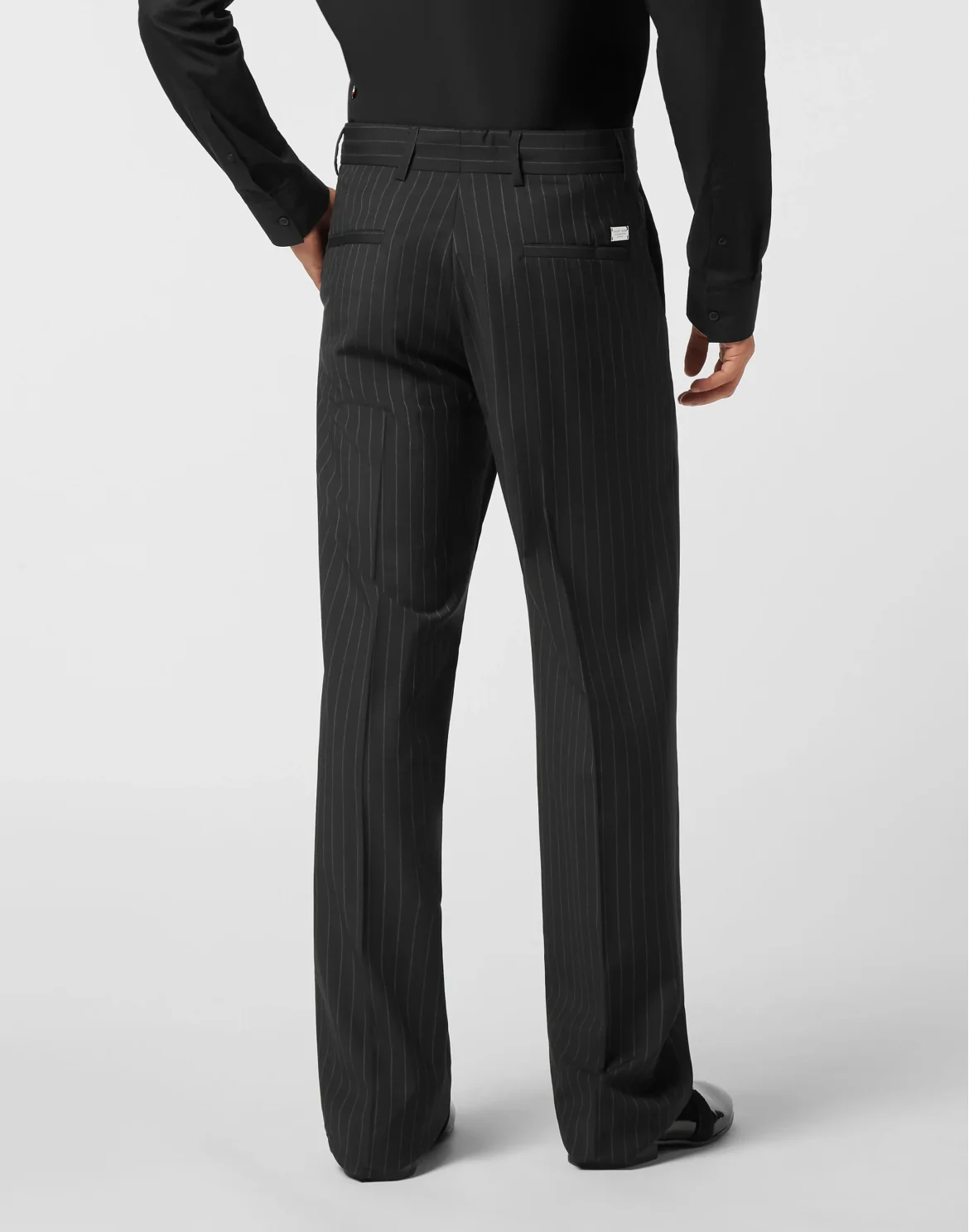 Loose Fit Pinstripe Trousers Raw Edges, цвет: Серый