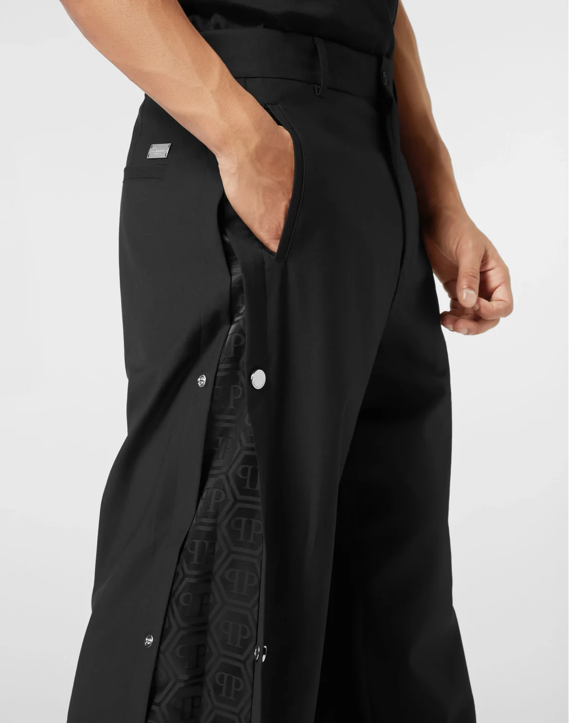 Loose Fit Trousers with Inserts Monogram, цвет: Черный