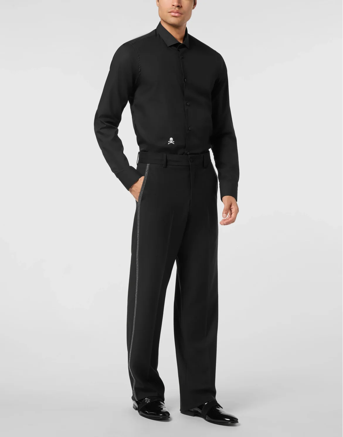 Straight Loose Trousers Studs, цвет: Черный