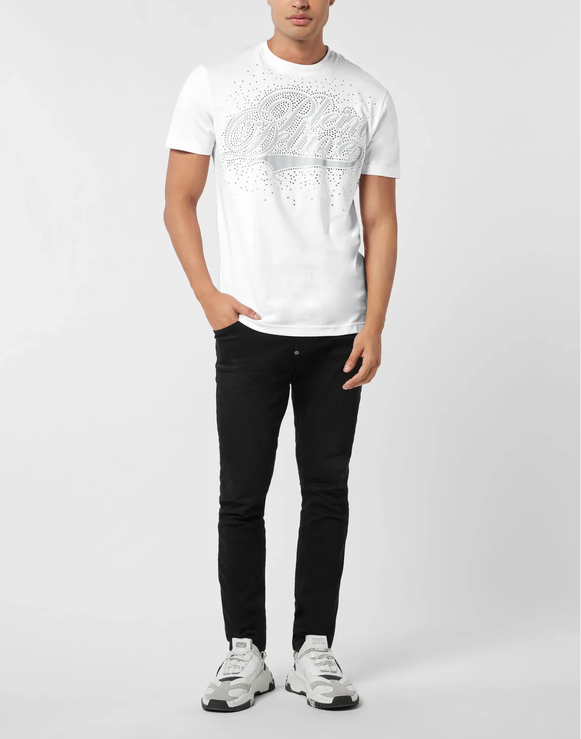 Round Neck T-Shirt Plein Deluxe Stones, цвет: Белый