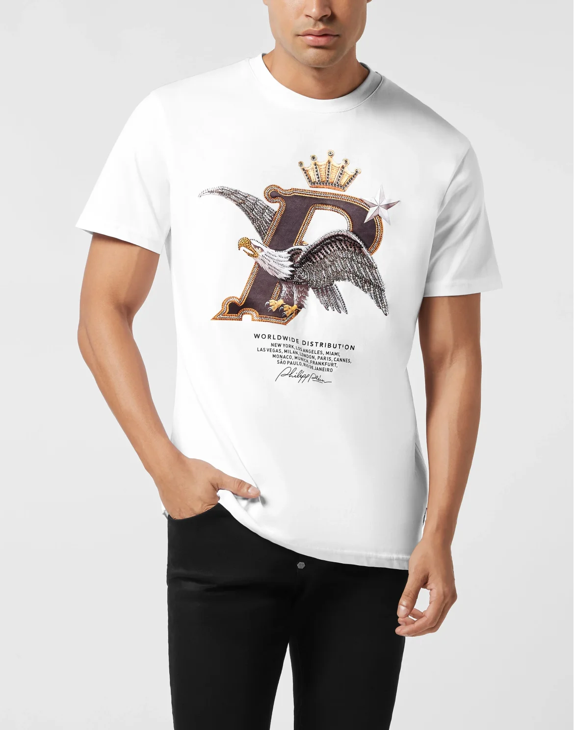 Round Neck T-Shirt Eagle Plein Worldwide, цвет: Белый