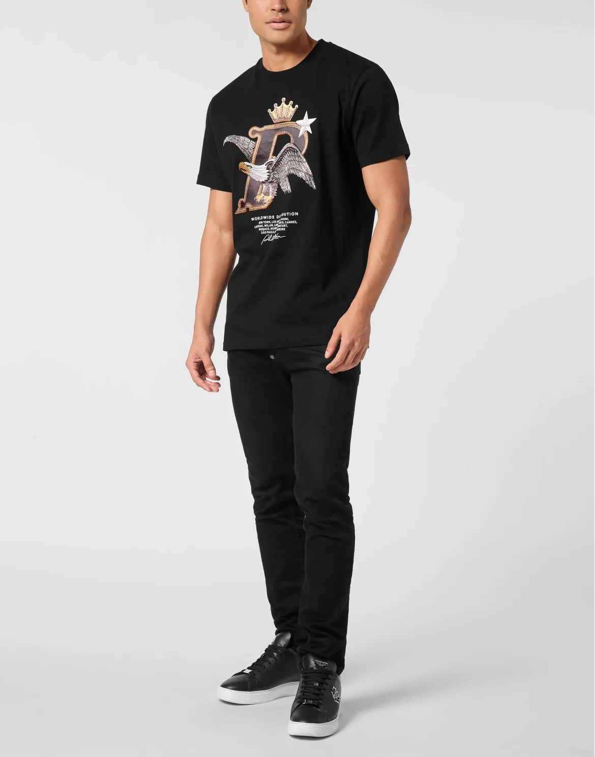 Round Neck T-Shirt Eagle Plein Worldwide, цвет: Черный