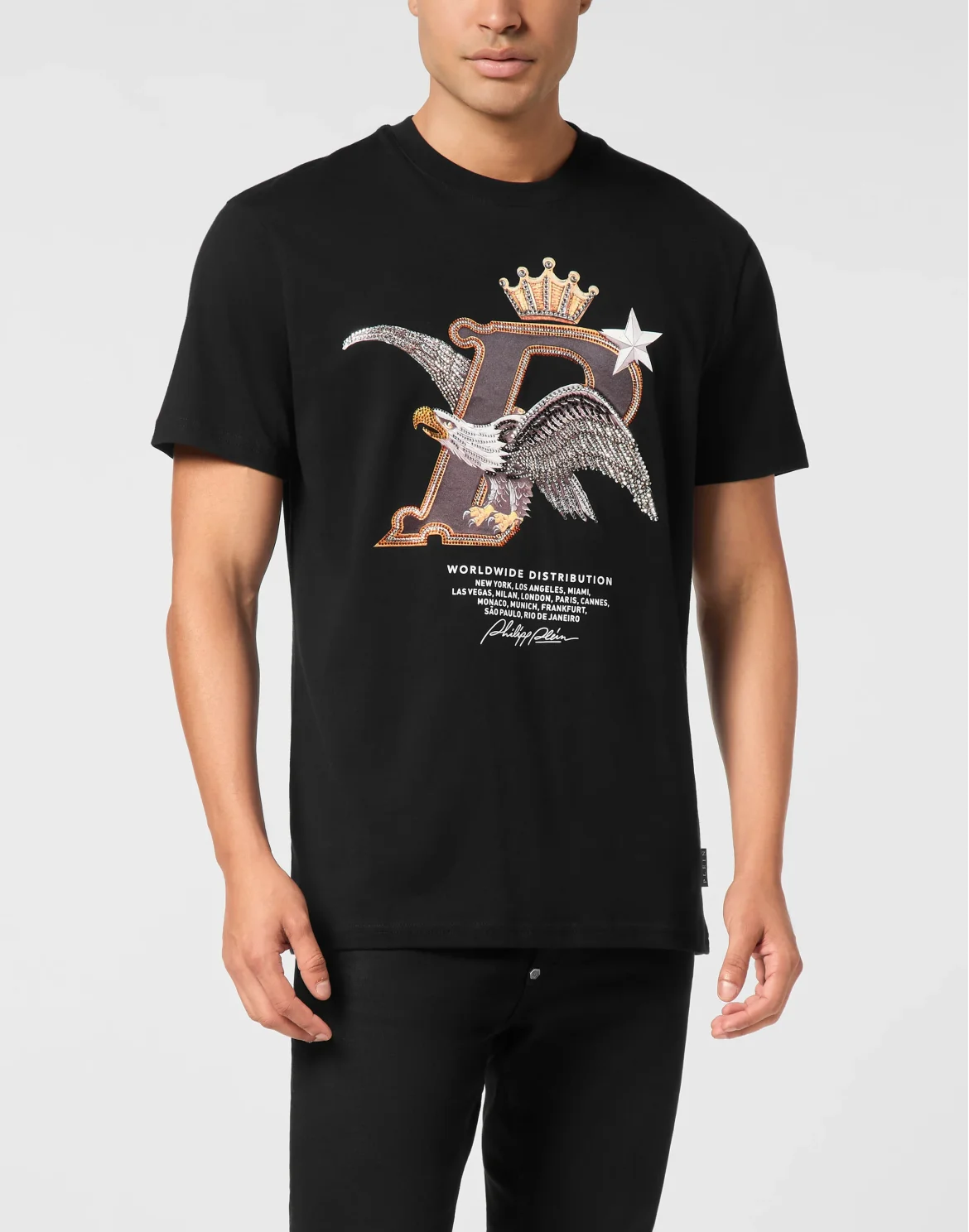 Round Neck T-Shirt Eagle Plein Worldwide, цвет: Черный