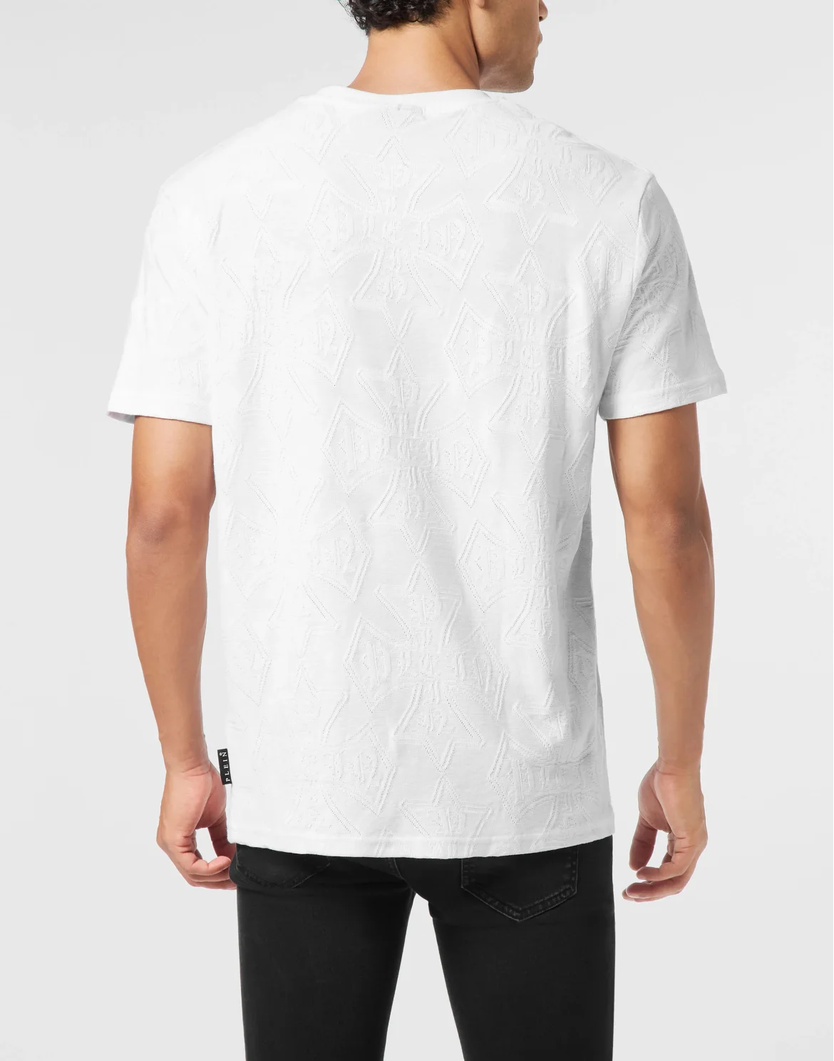Round Neck Jacquard T-Shirt Crest, цвет: Белый
