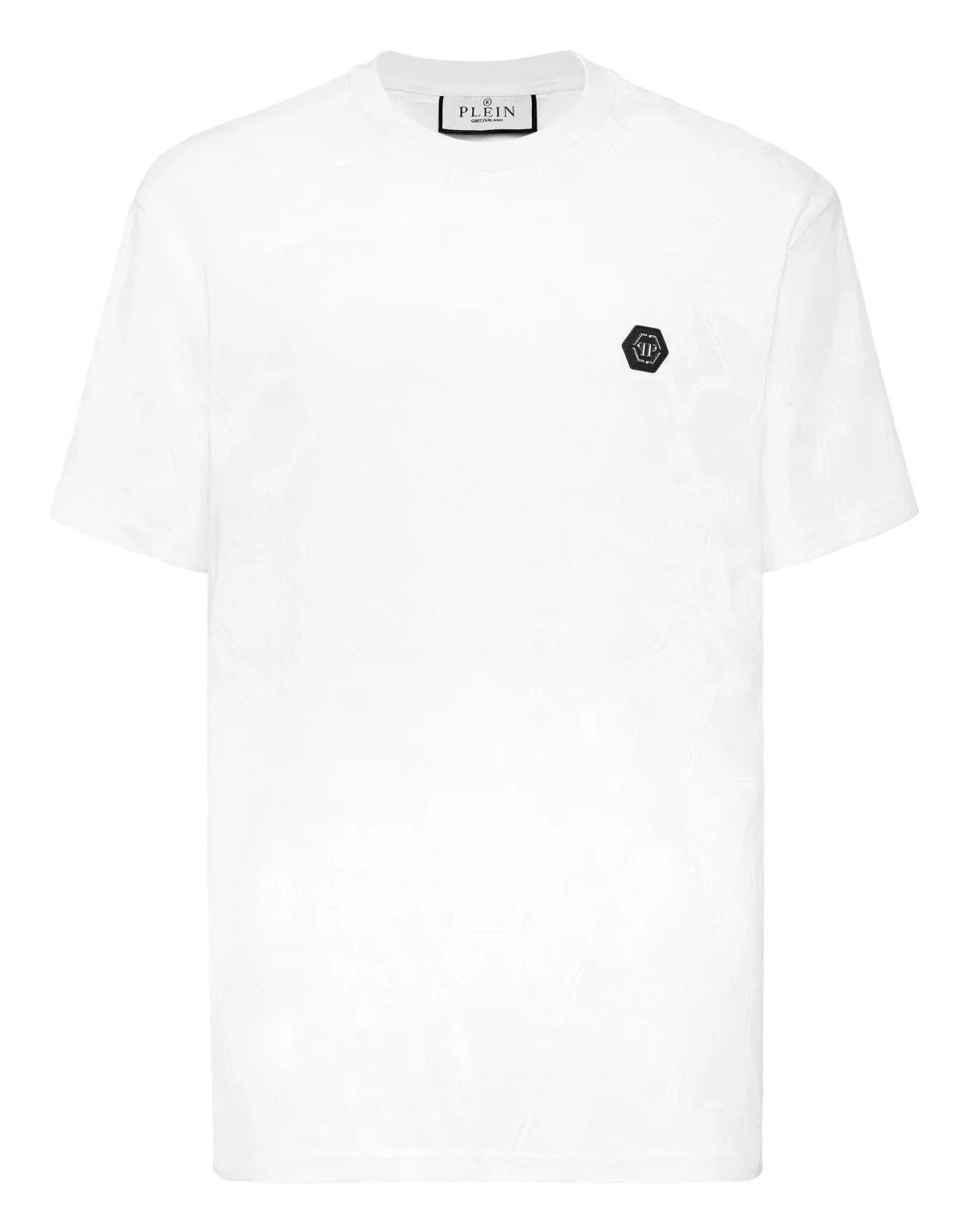 Round Neck Jacquard T-Shirt Crest, цвет: Белый