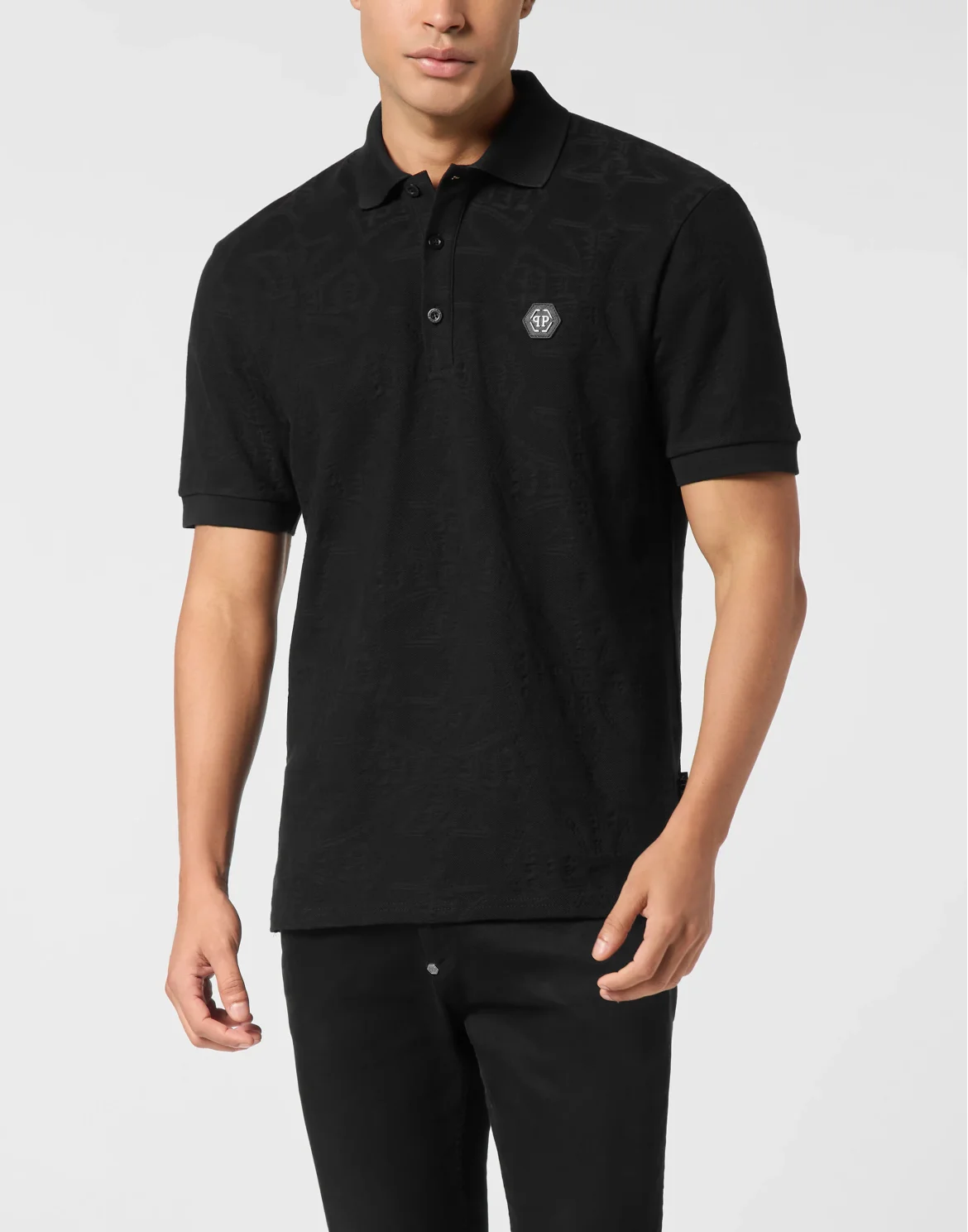 Polo T-Shirt Jacquard Crest, цвет: Черный