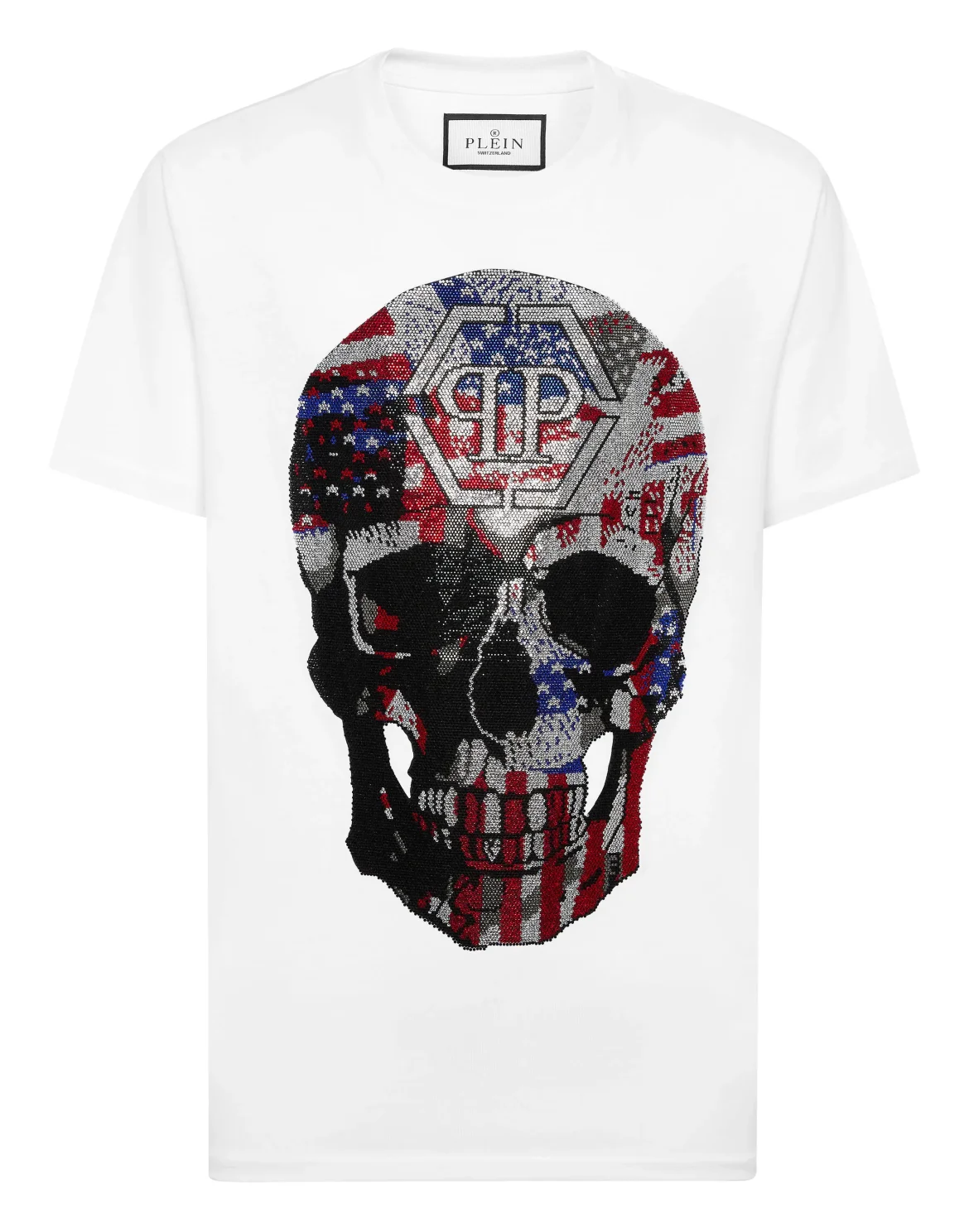 Round Neck T-Shirt Skull America, цвет: Белый