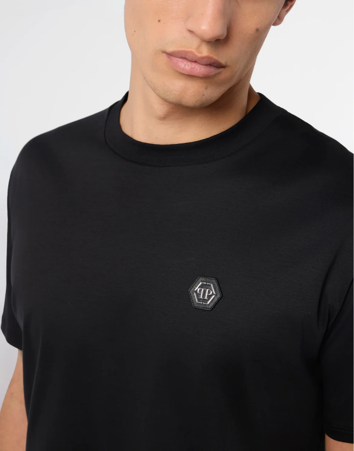 Round Neck T-Shirt Hexagon, цвет: Черный