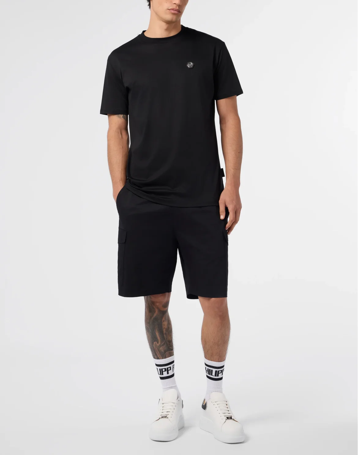 Round Neck T-Shirt Hexagon, цвет: Черный