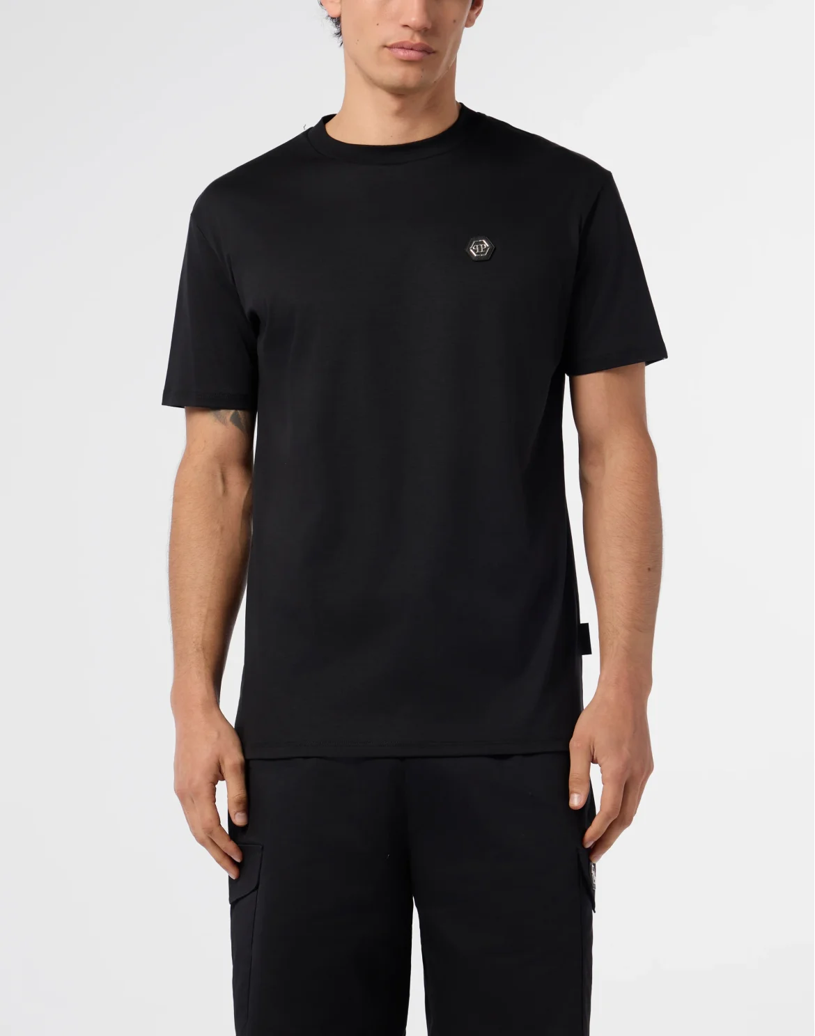 Round Neck T-Shirt Hexagon, цвет: Черный