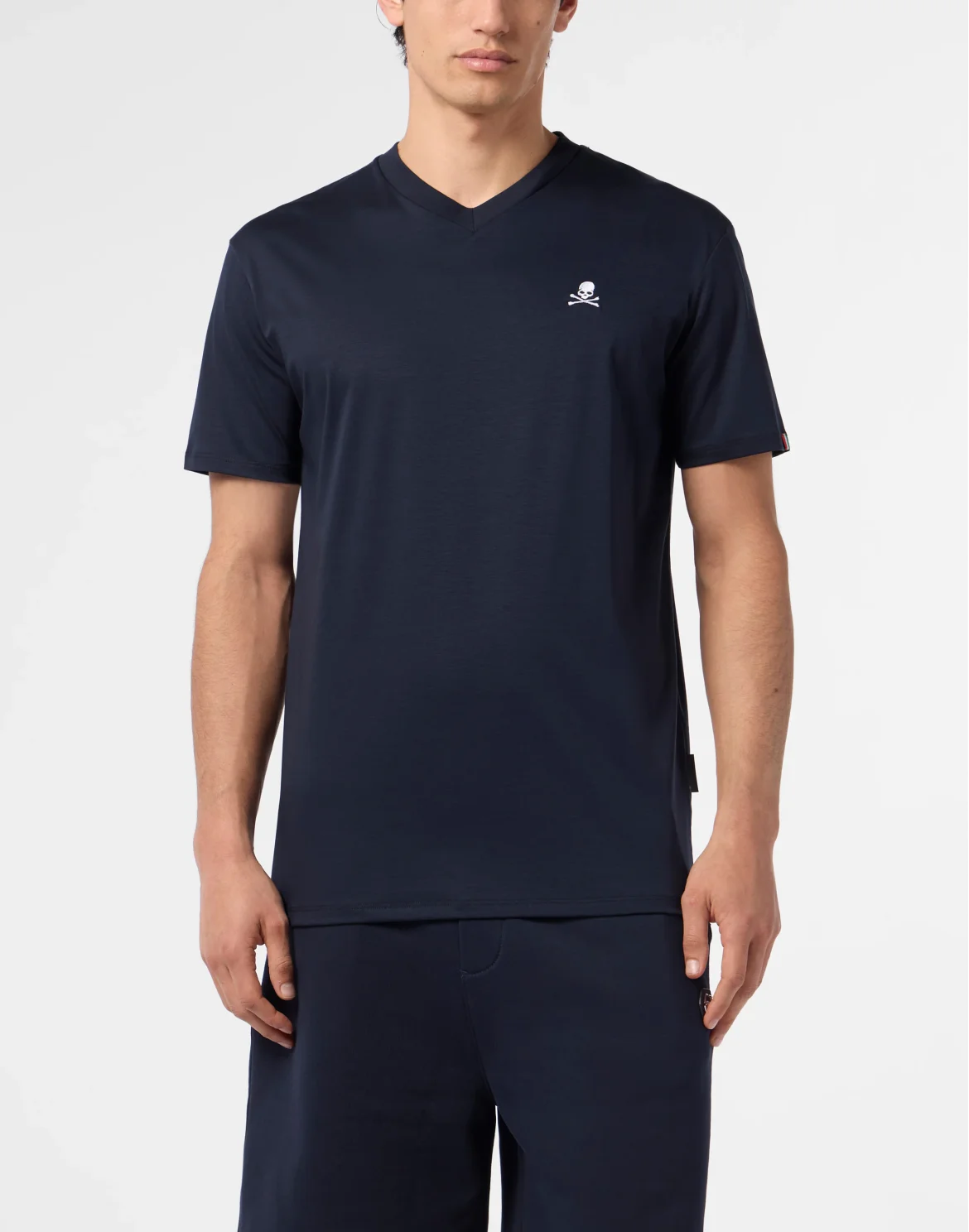 Basic V-Neck T-Shirt Skull, цвет: Синий