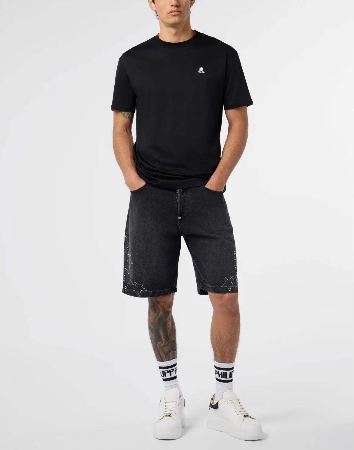 Basic Round Neck T-Shirt Skull, цвет: Черный