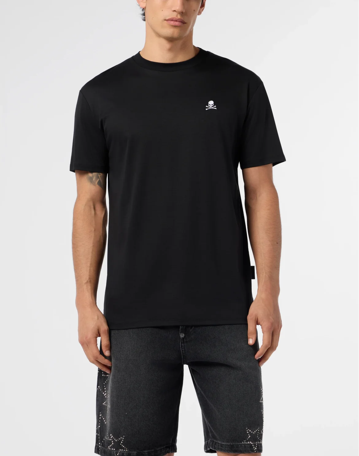 Basic Round Neck T-Shirt Skull, цвет: Черный