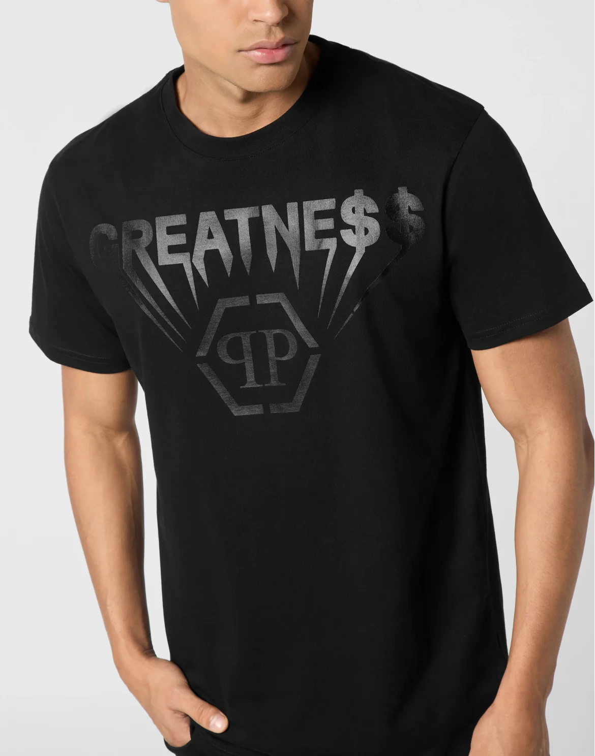 Printed Round Neck T-Shirt Greatness, цвет: Черный