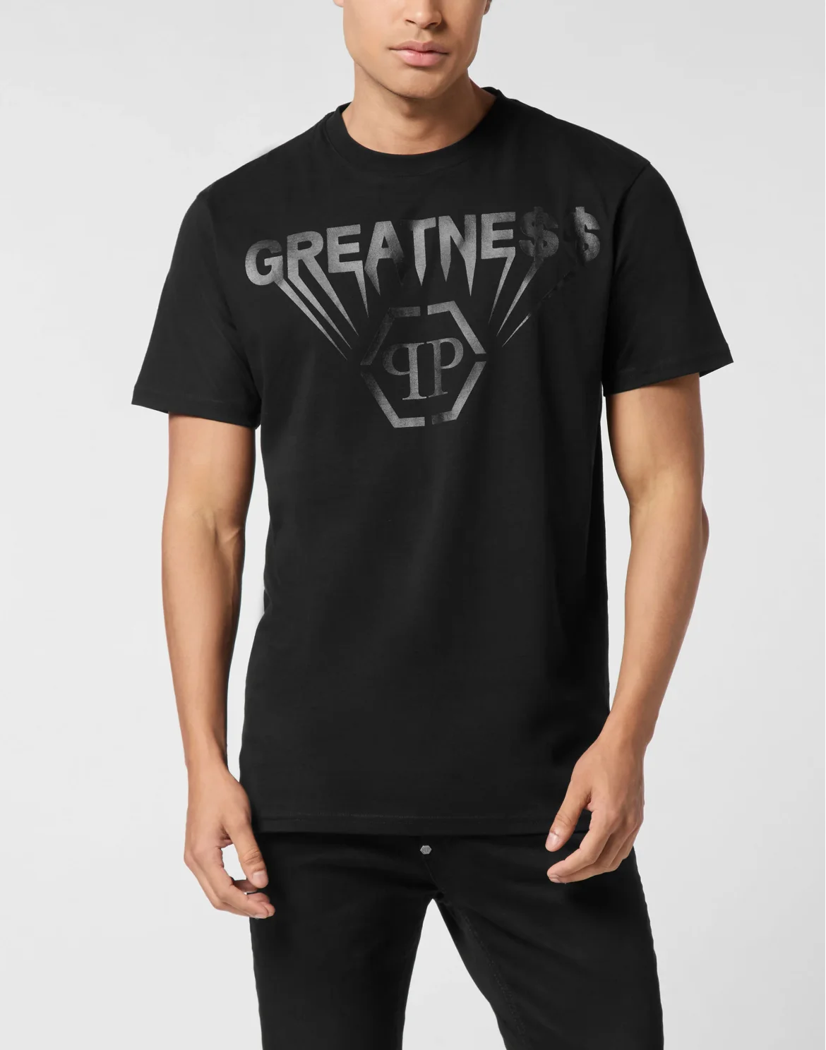 Printed Round Neck T-Shirt Greatness, цвет: Черный