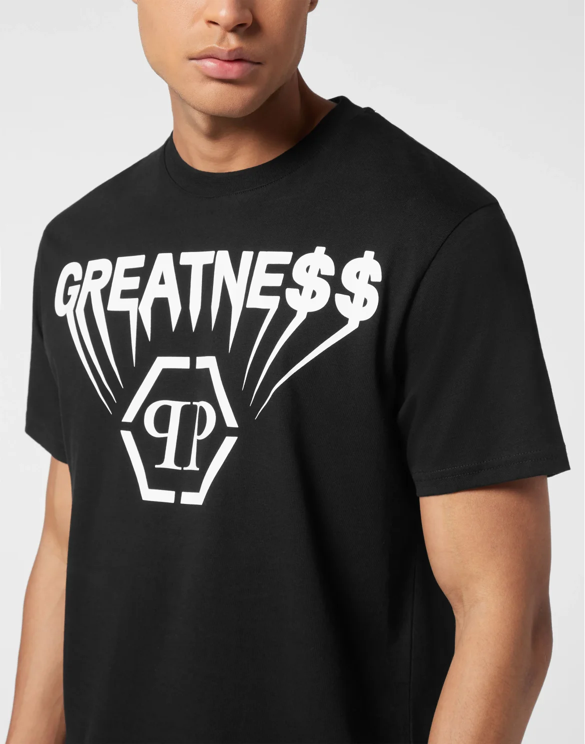 Printed Round Neck T-Shirt Greatness, цвет: Черный