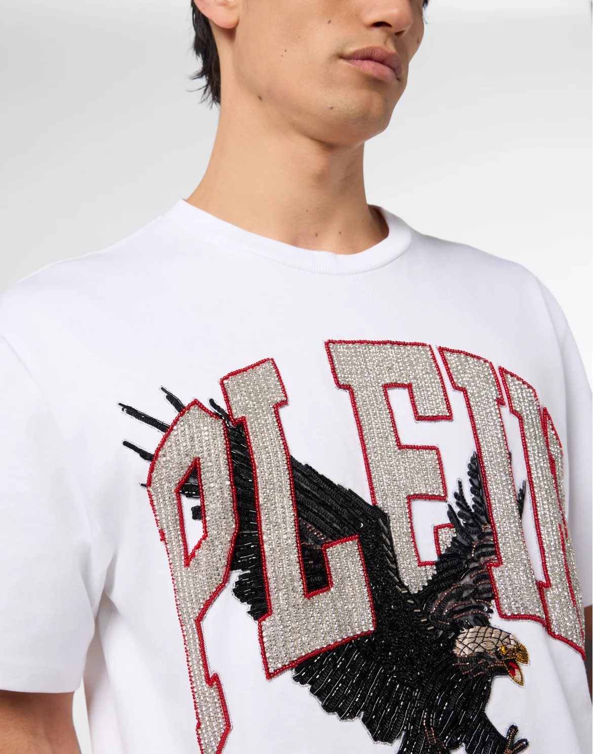 Washed Round Neck T-Shirt Plein Eagle, цвет: Белый