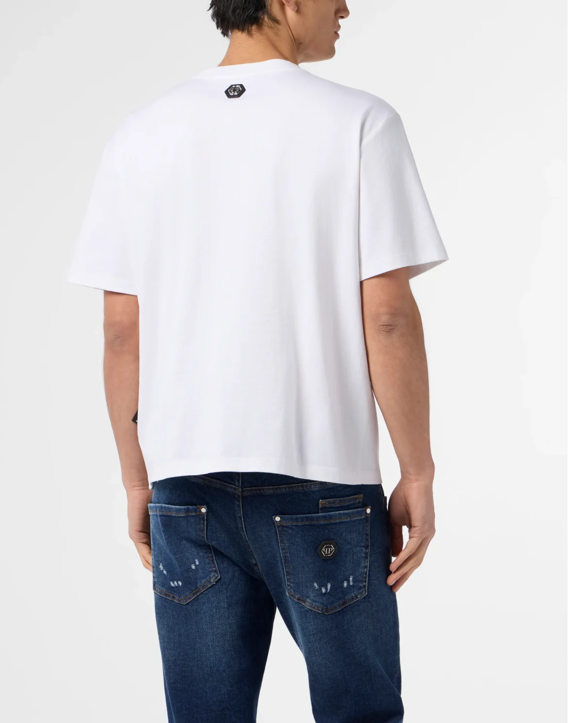 Washed Round Neck T-Shirt Plein Eagle, цвет: Белый