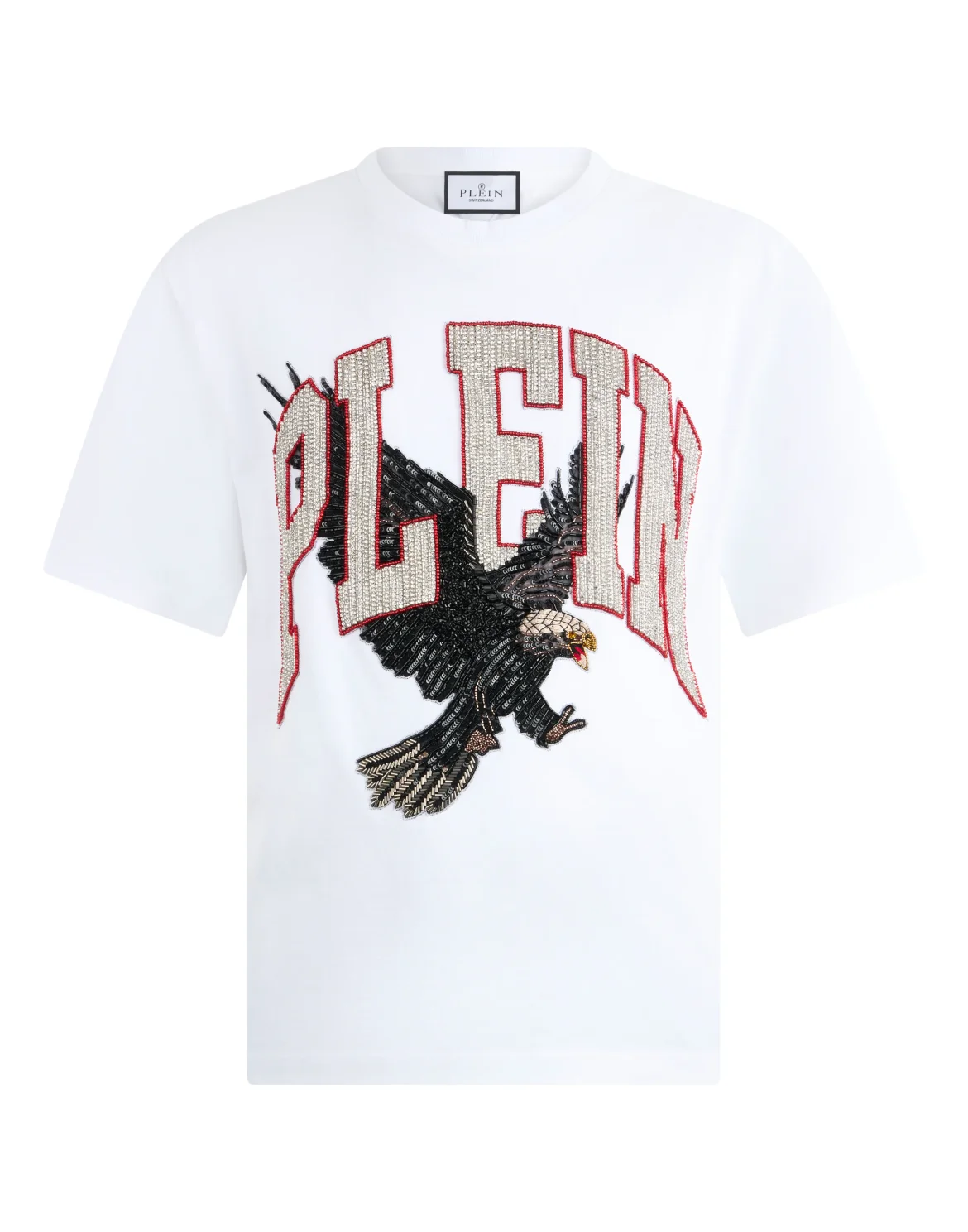 Washed Round Neck T-Shirt Plein Eagle, цвет: Белый