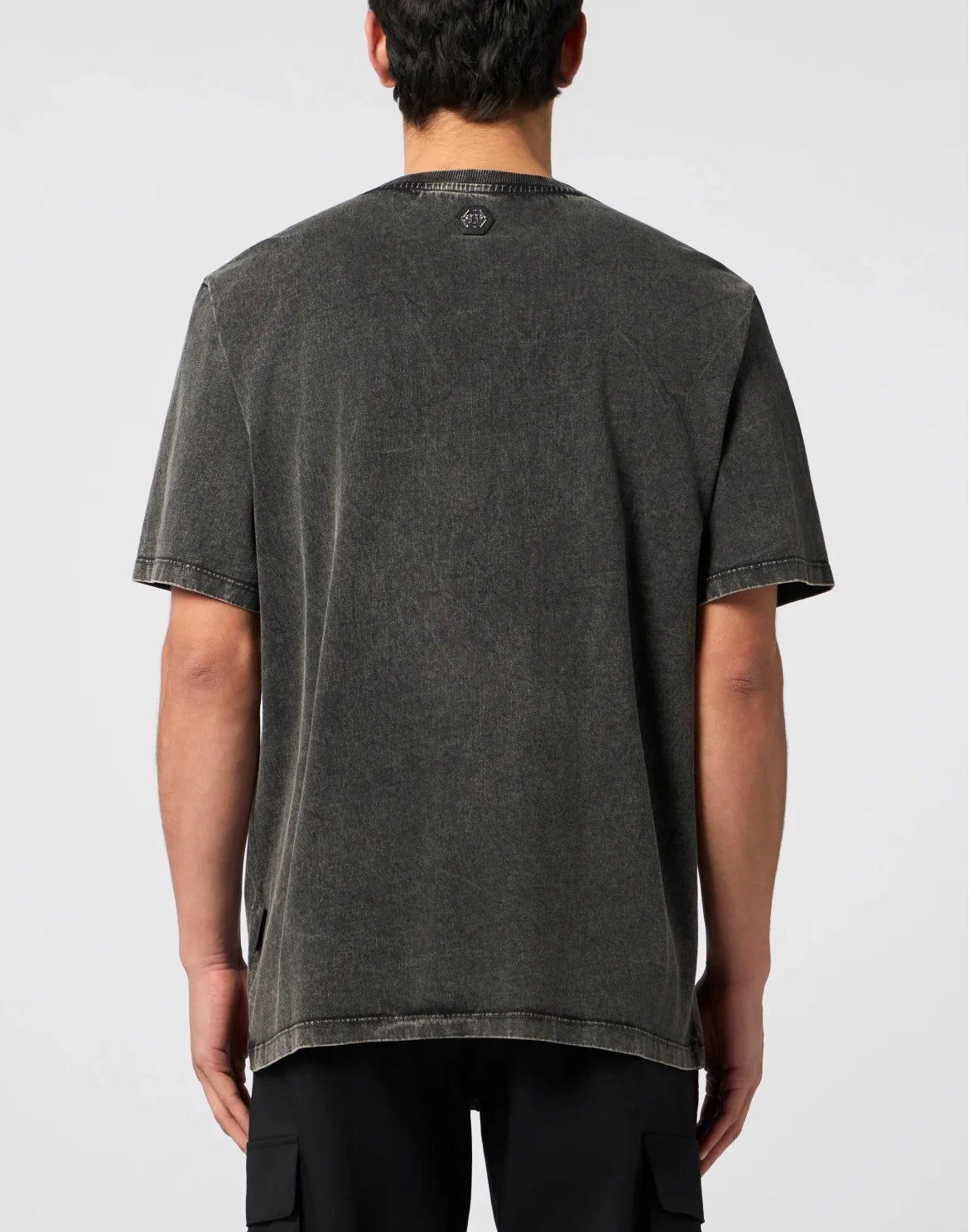 Washed Round Neck T-Shirt Plein Eagle, цвет: Черный