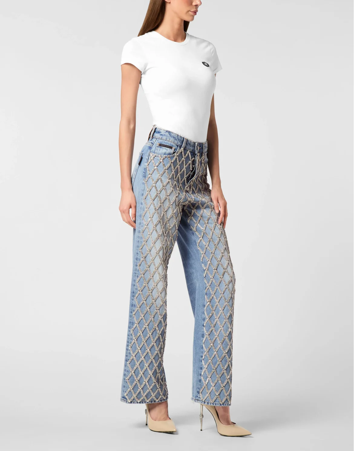 Skater Fit Jeans Crystal Net, цвет: Голубой