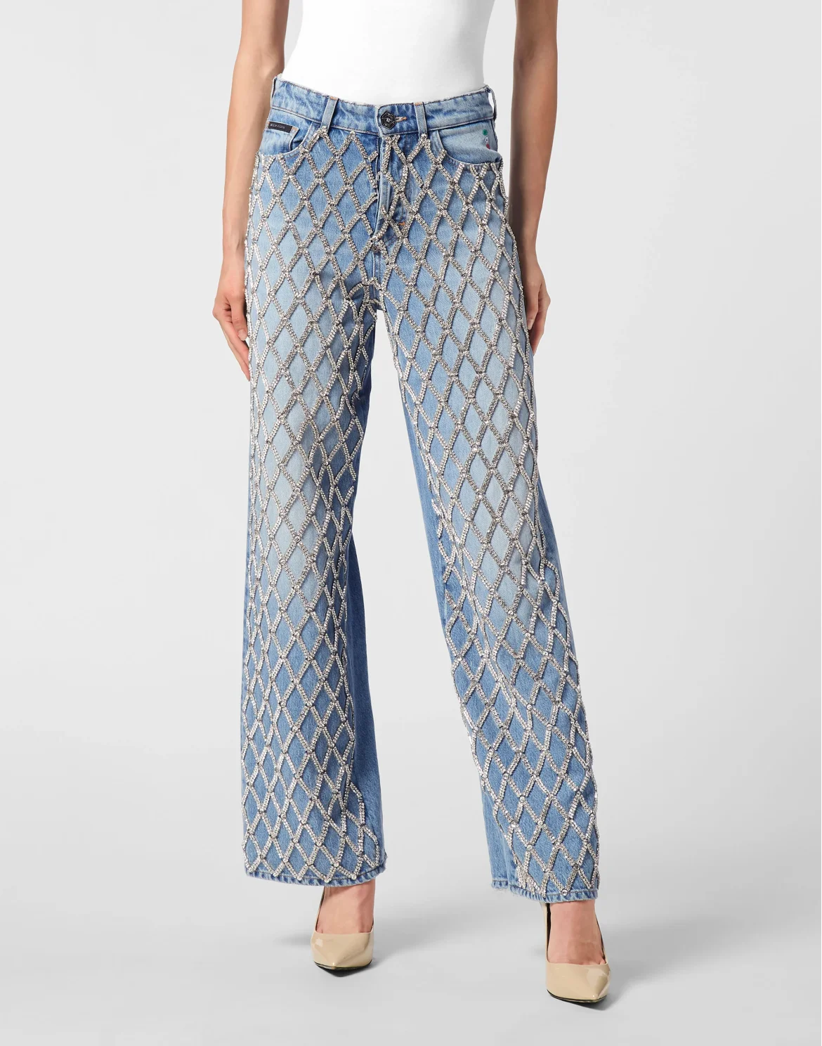Skater Fit Jeans Crystal Net, цвет: Голубой