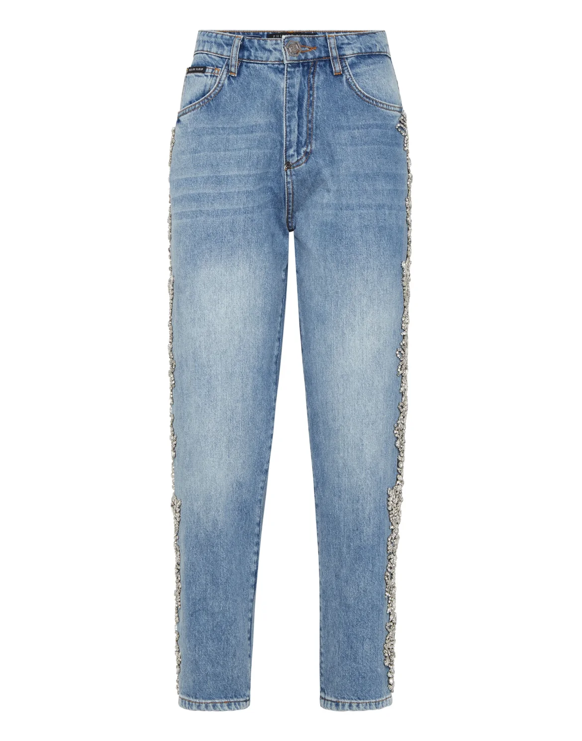 Mom Jeans Application Crystal, цвет: Темно-синий деним