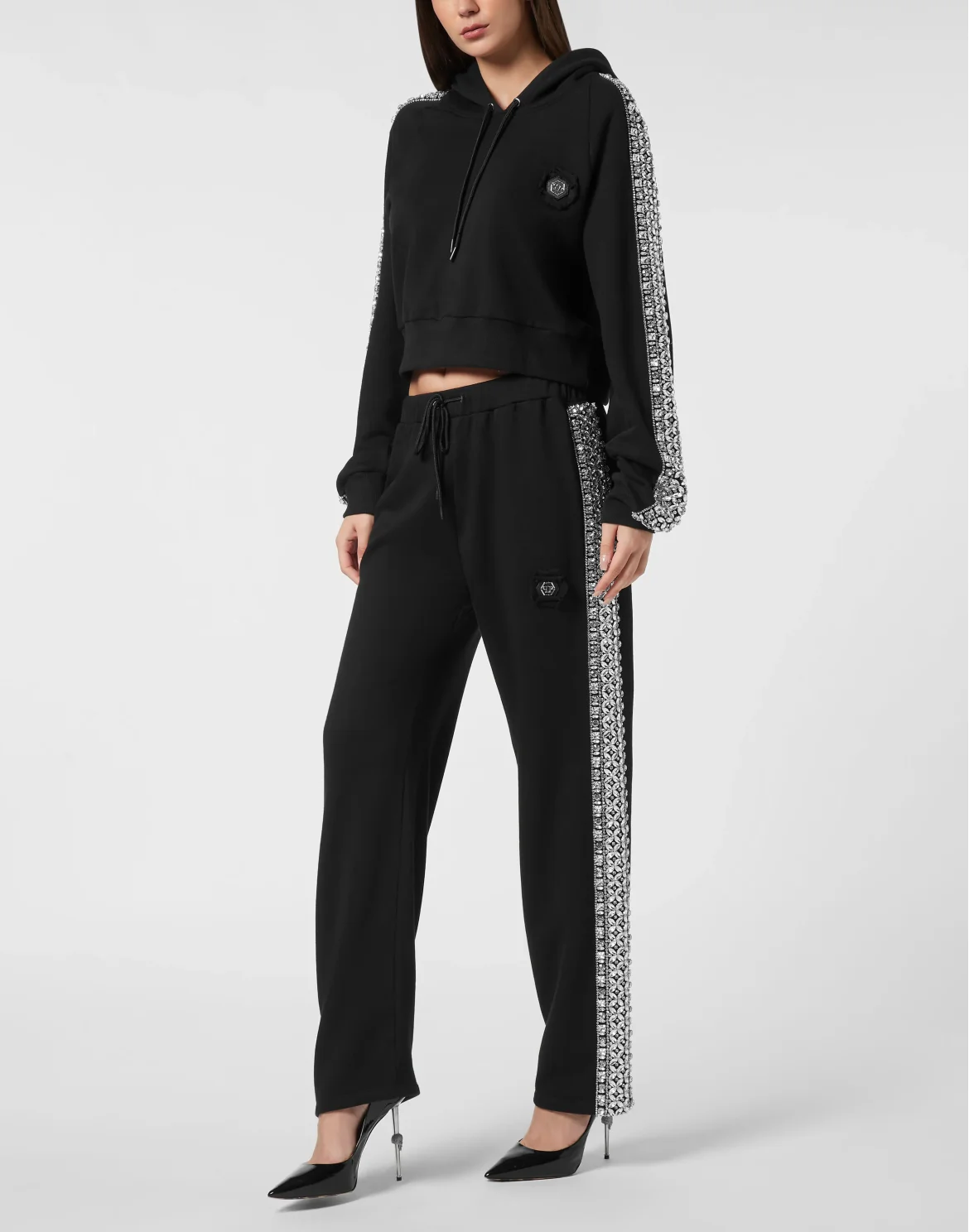 Cropped Hoodie Crystal, цвет: Черный