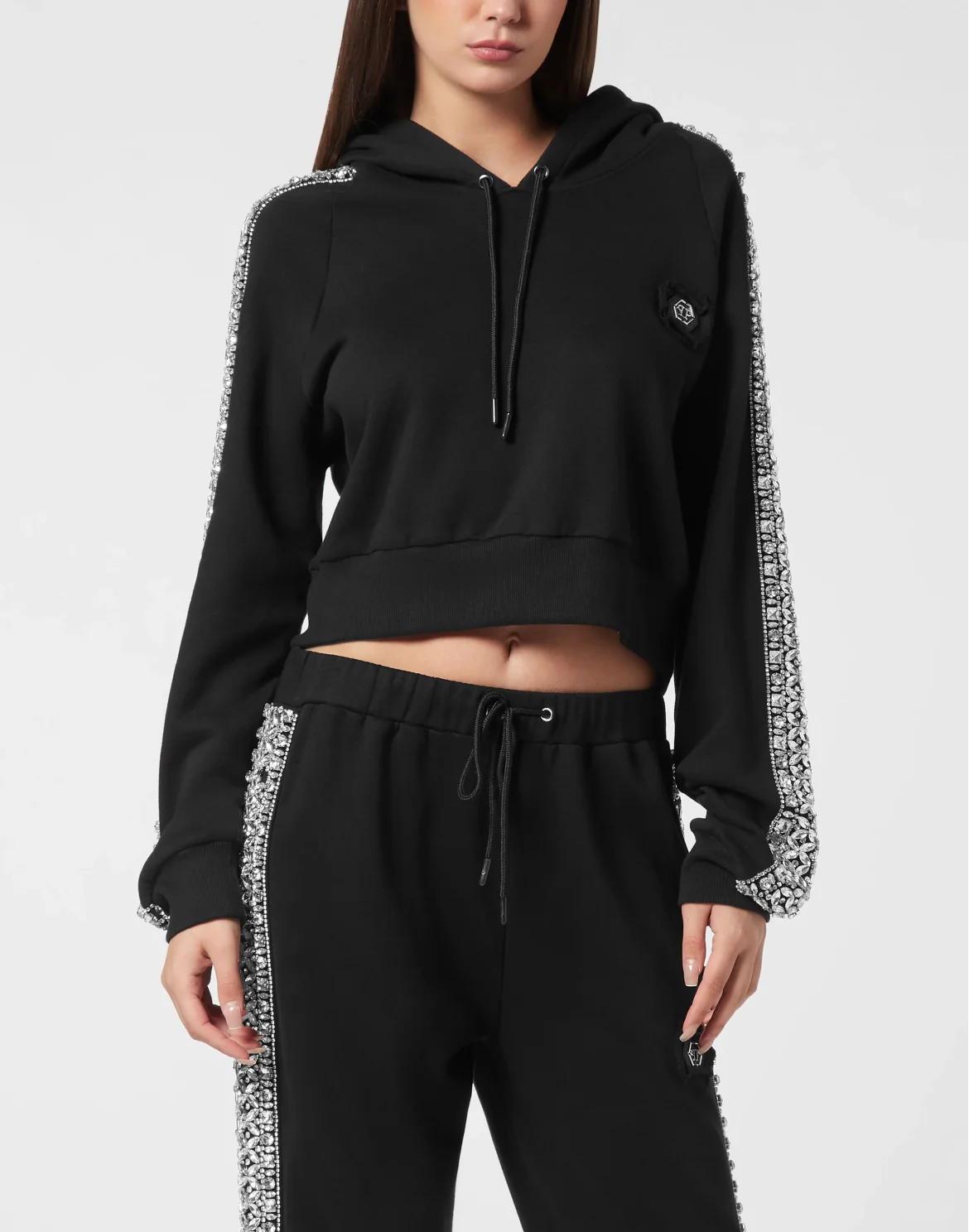 Cropped Hoodie Crystal, цвет: Черный