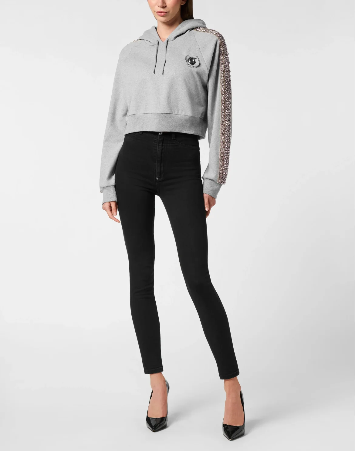 Cropped Hoodie Crystal, цвет: Серый