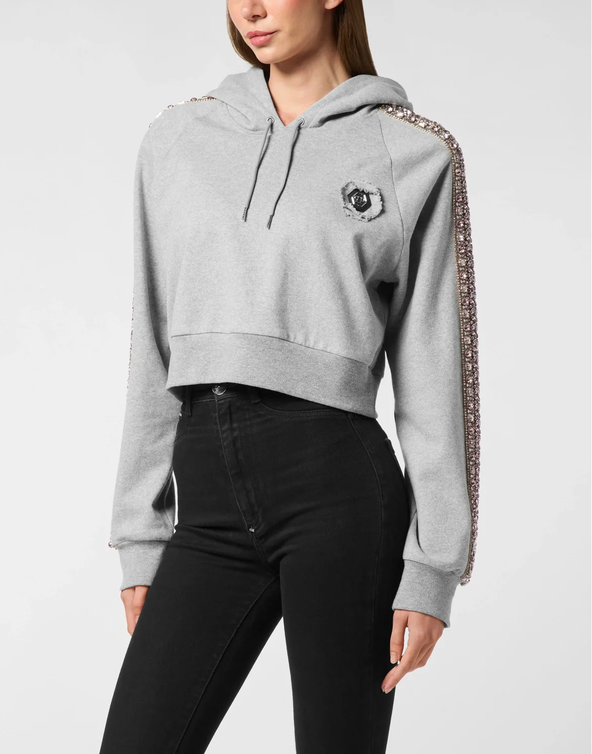 Cropped Hoodie Crystal, цвет: Серый