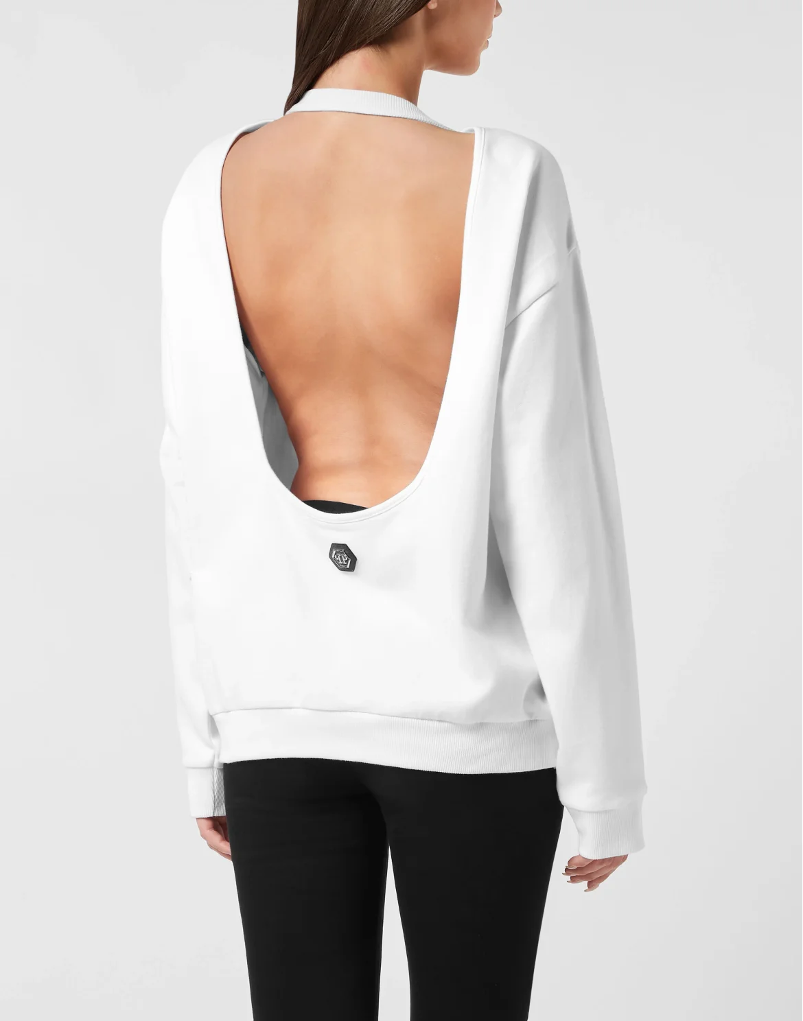 Open Back Roundneck Sweatshirt Plein Eagle, цвет: Белый