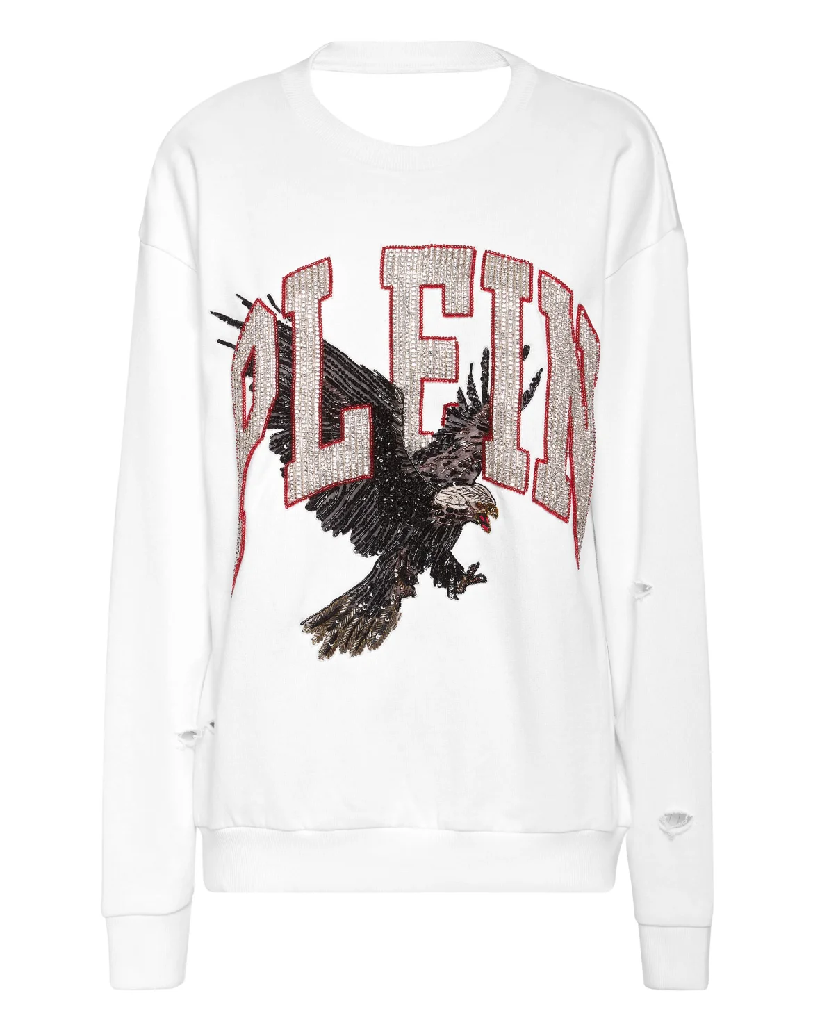 Open Back Roundneck Sweatshirt Plein Eagle, цвет: Белый