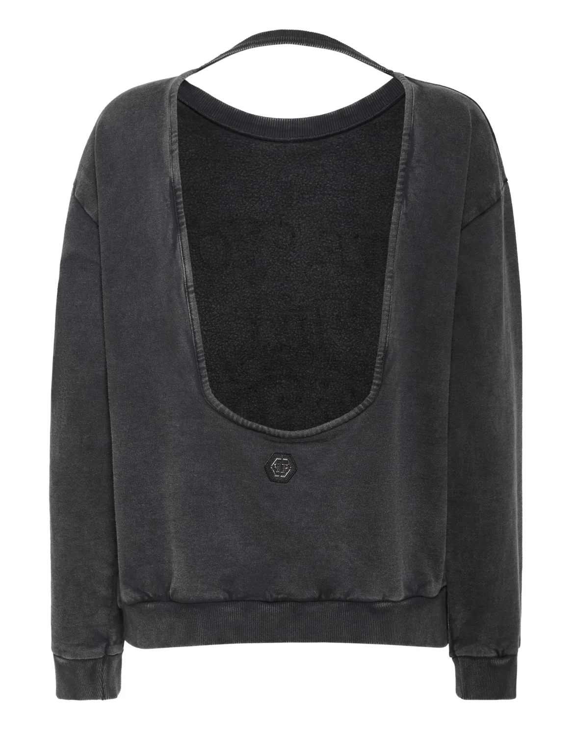 Open Back Roundneck Sweatshirt Love Plein, цвет: Черный