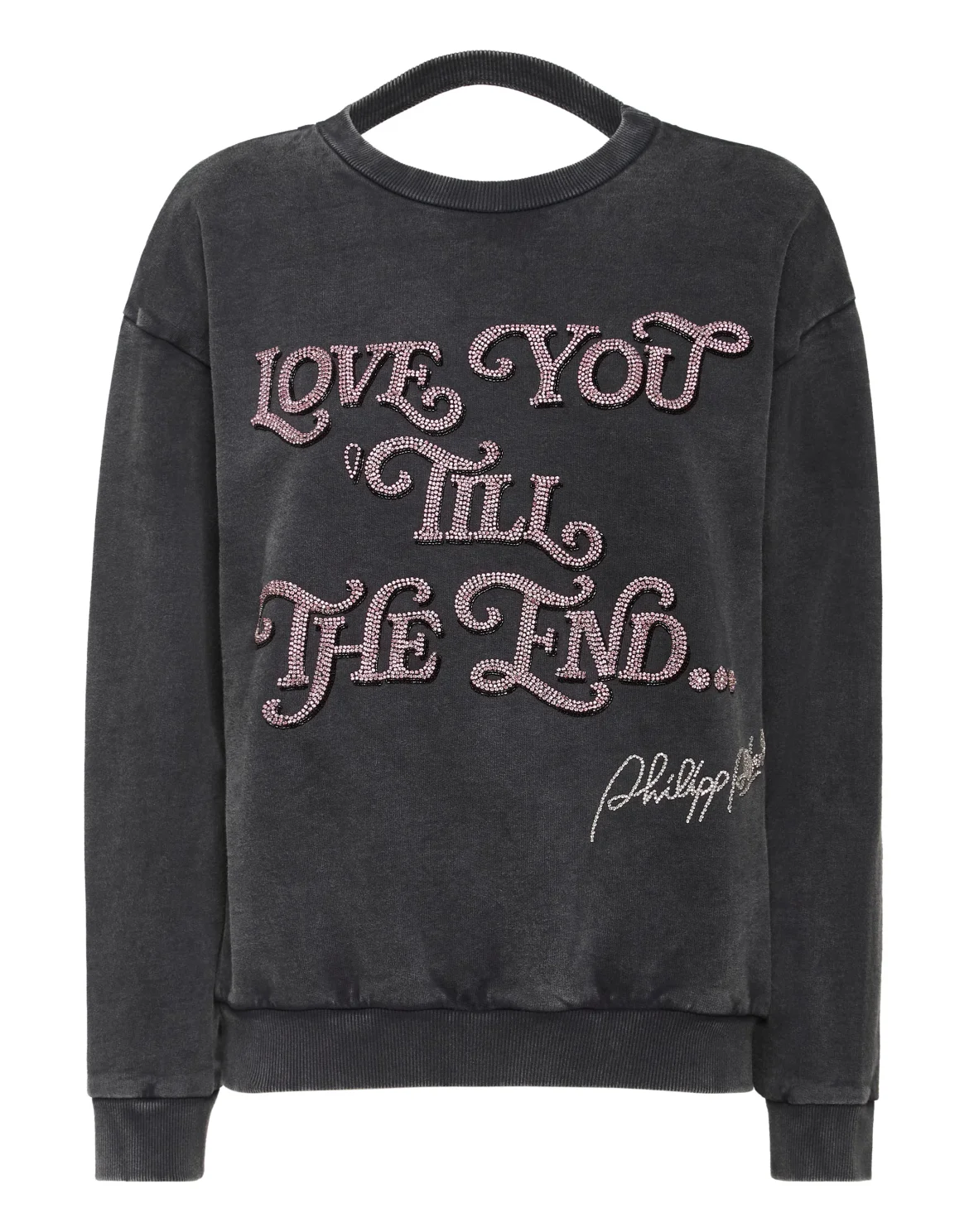 Open Back Roundneck Sweatshirt Love Plein, цвет: Черный
