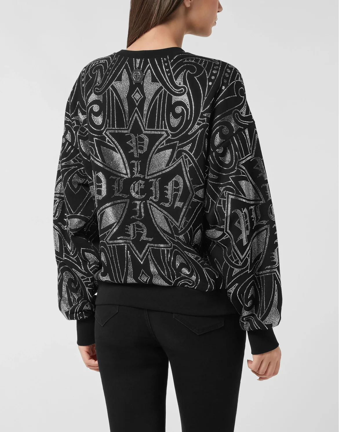 Fleece Sweatshirt Gothic Plein Strass, цвет: Черный