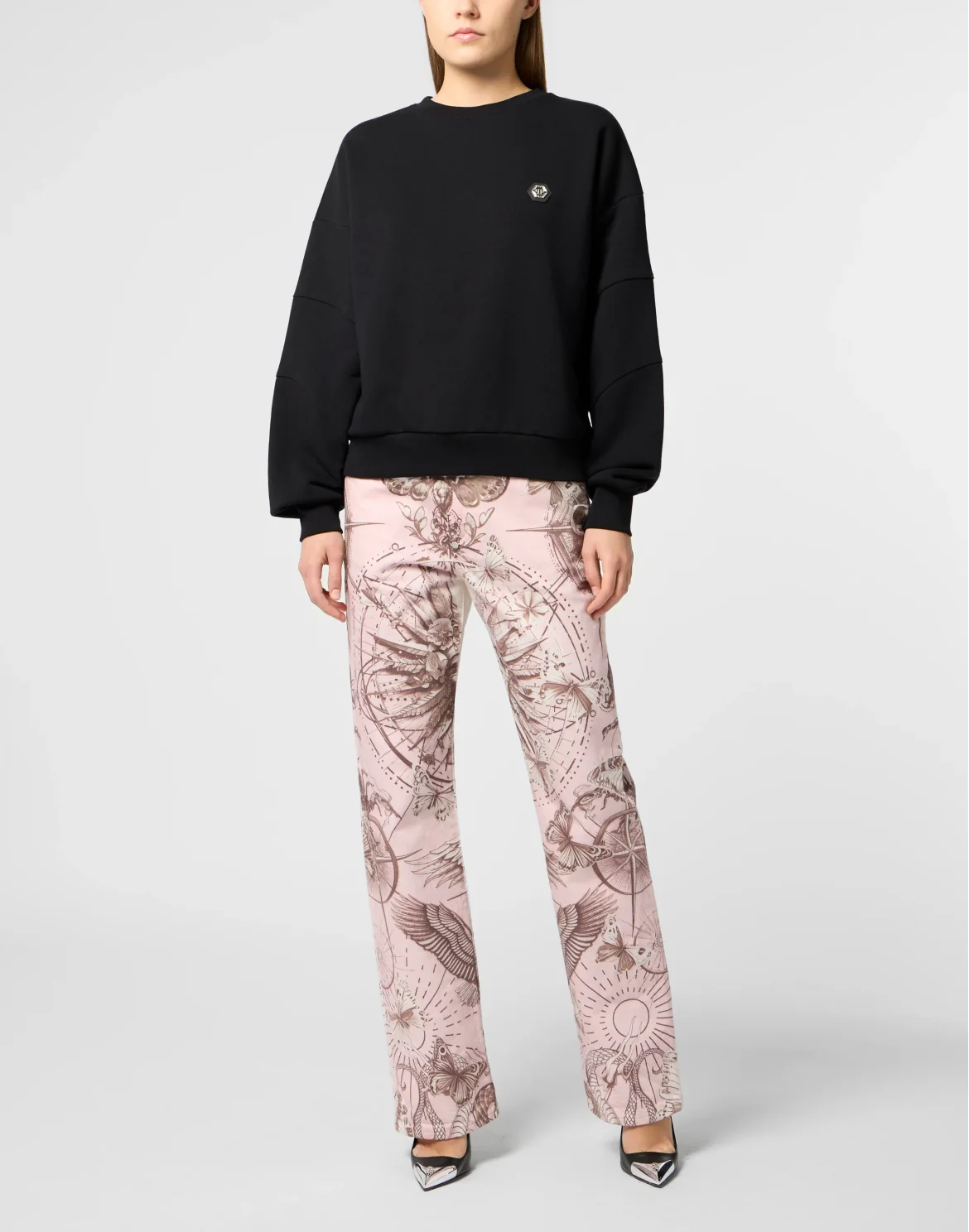 Fleece Round Neck Sweatshirt Logo Fatale, цвет: Черный