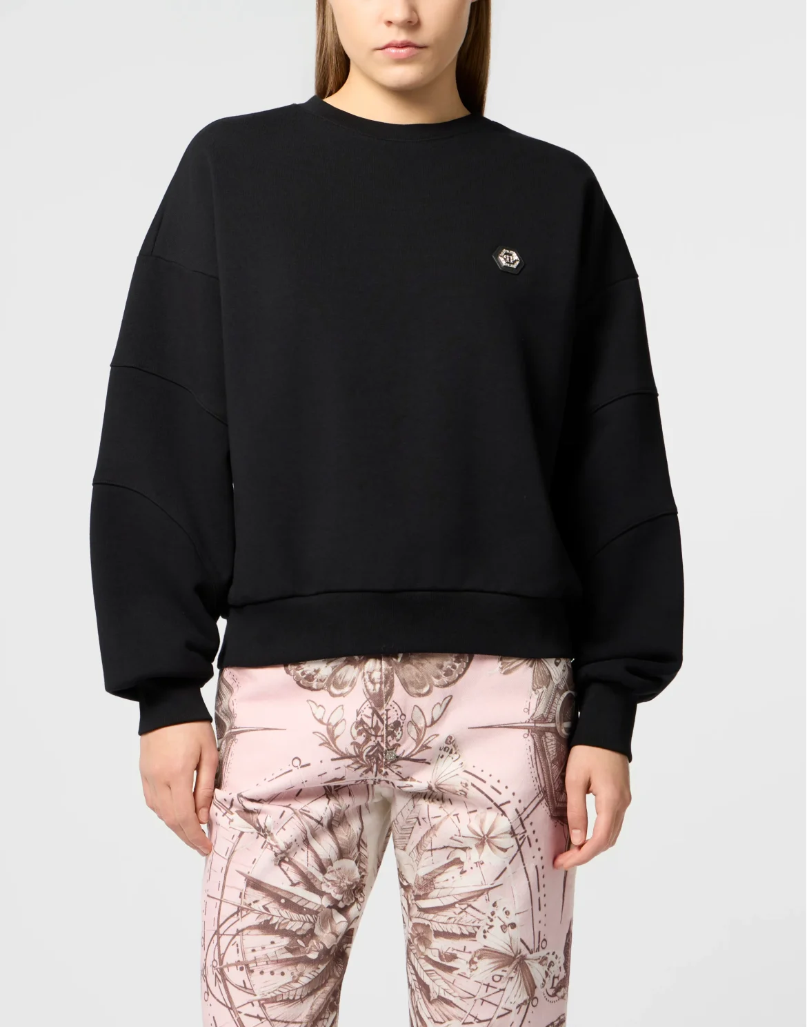 Fleece Round Neck Sweatshirt Logo Fatale, цвет: Черный
