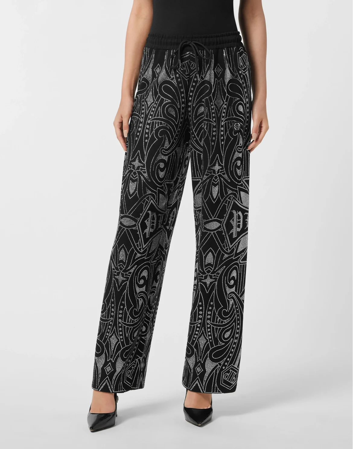 Skater Fit Jogging Pants Gothic Plein Strass, цвет: Черный