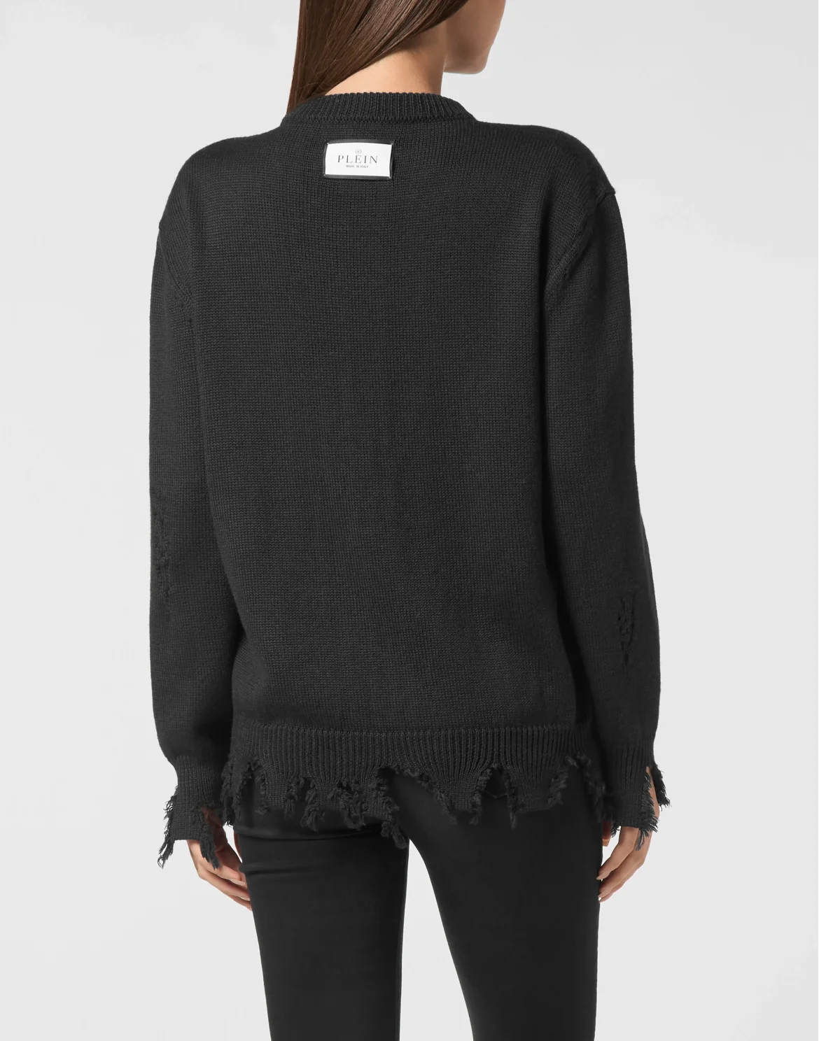 Destroyed Roundneck Pullover with Embroidery Fairy, цвет: Черный
