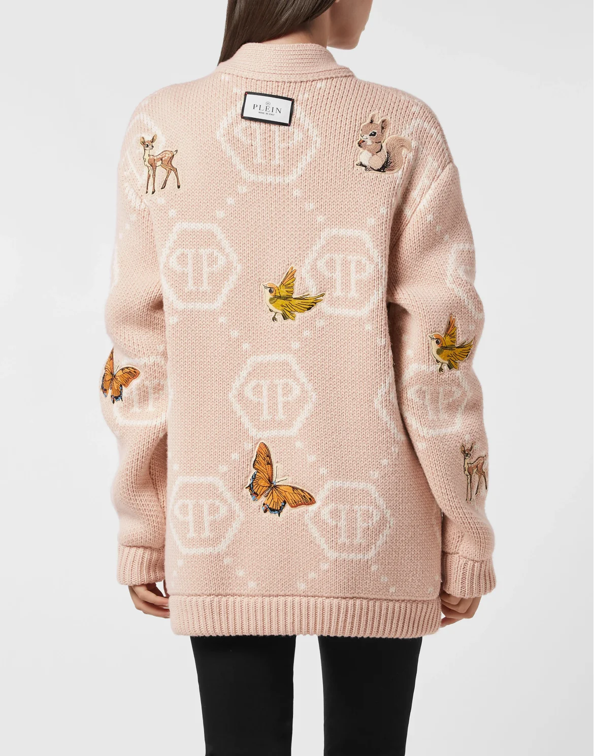 Long Oversized Cardigan with Fairy Embroidery, цвет: Бежевый