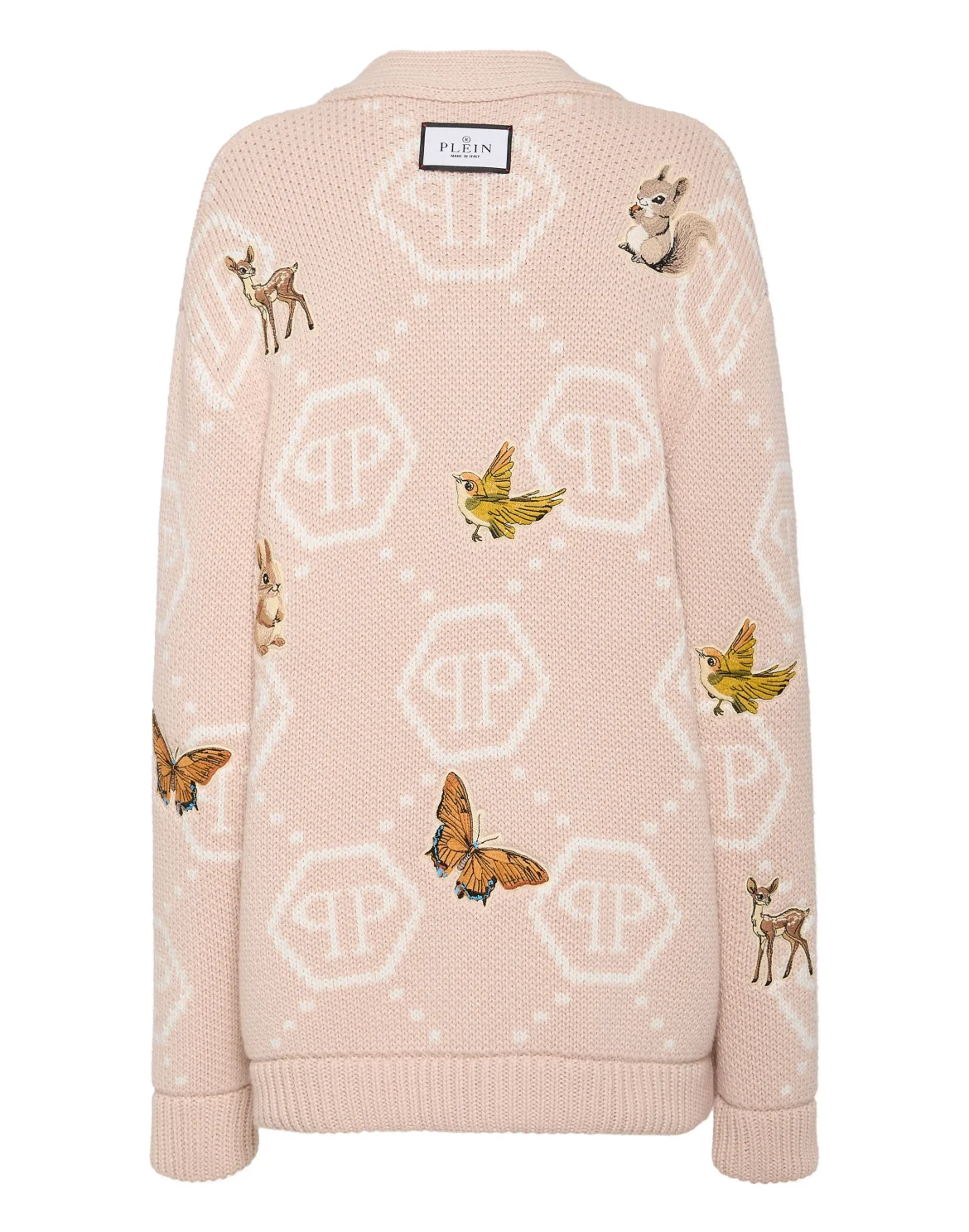 Long Oversized Cardigan with Fairy Embroidery, цвет: Бежевый