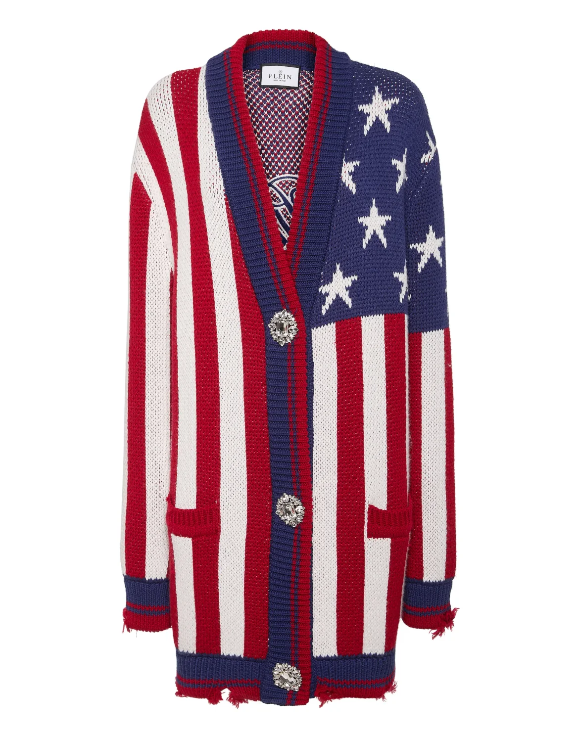 Distressed Oversize Cardigan America, цвет: Мультиколор