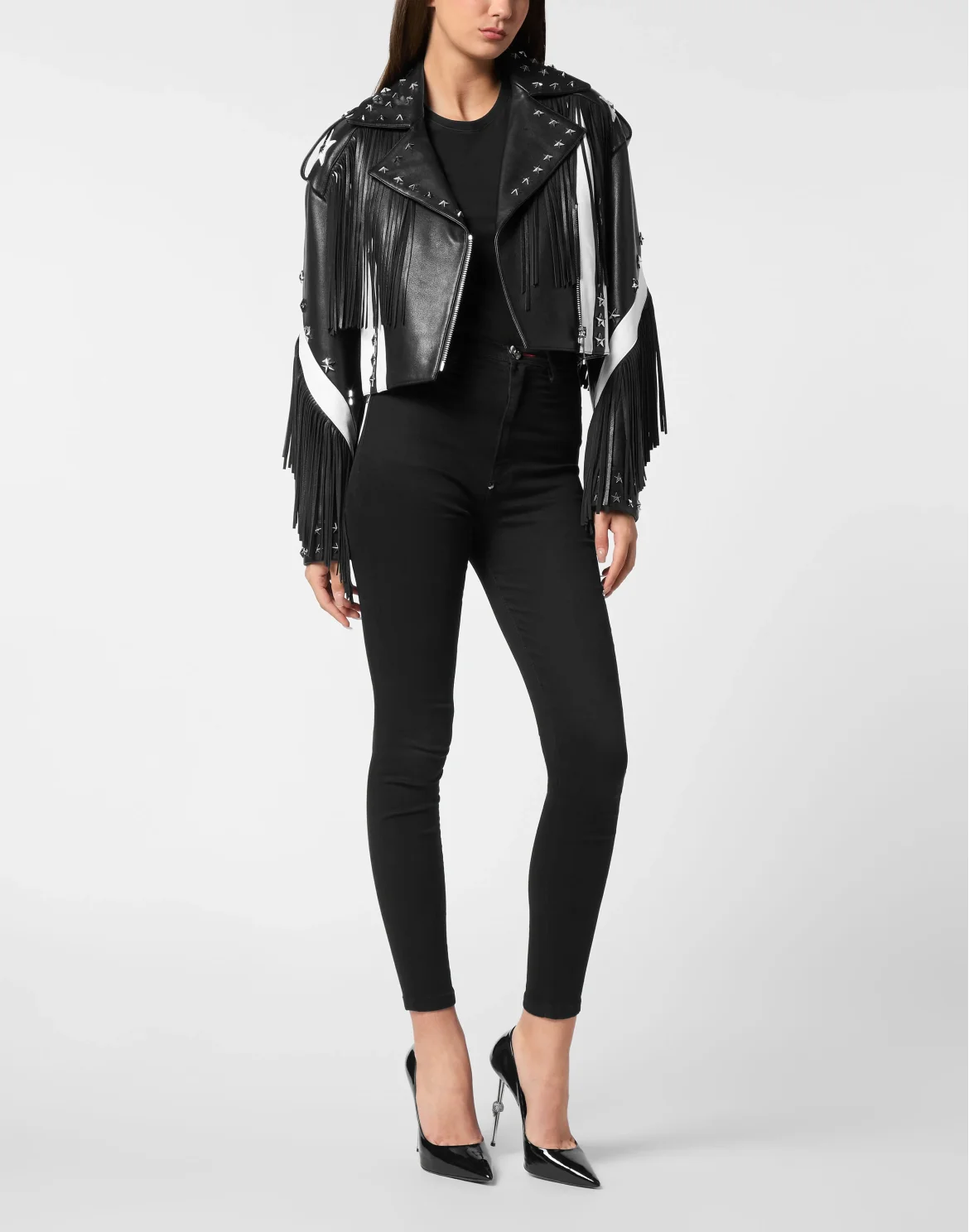 Vintage Leather Moon Biker with Fringes America, цвет: Черный