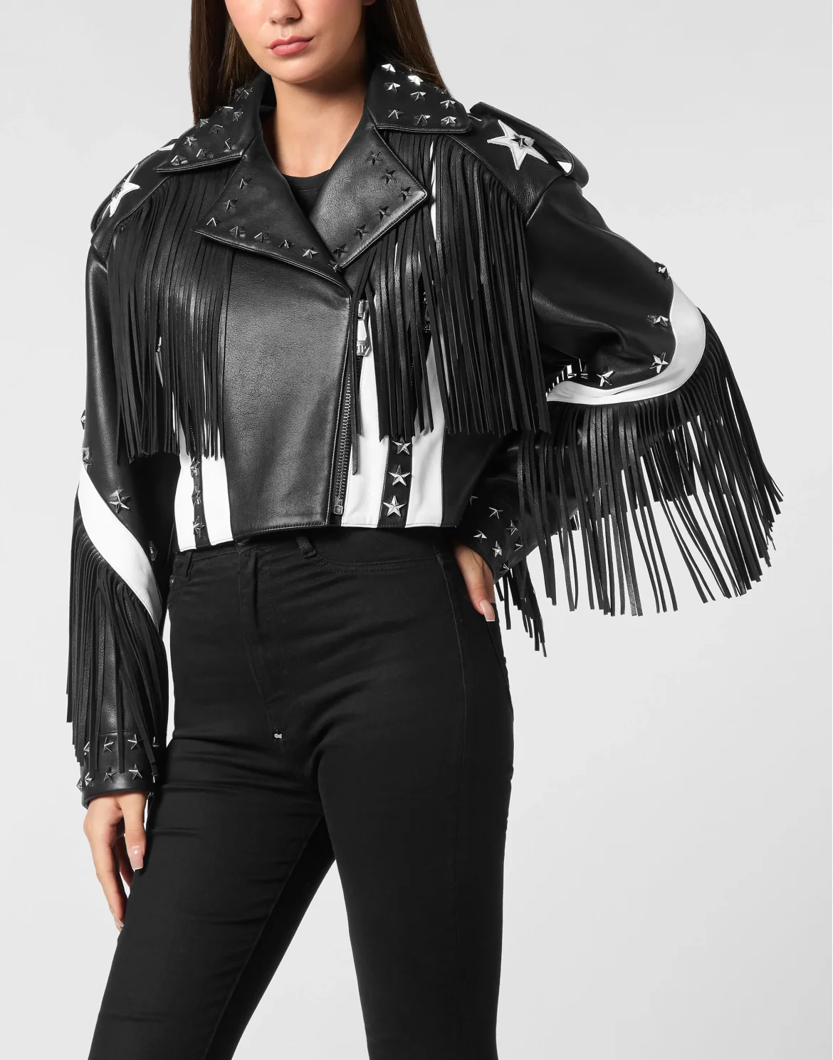 Vintage Leather Moon Biker with Fringes America, цвет: Черный