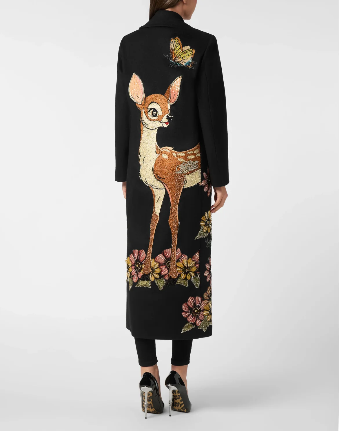 Double-Breasted Embroidered Long Coat Fairy, цвет: Черный
