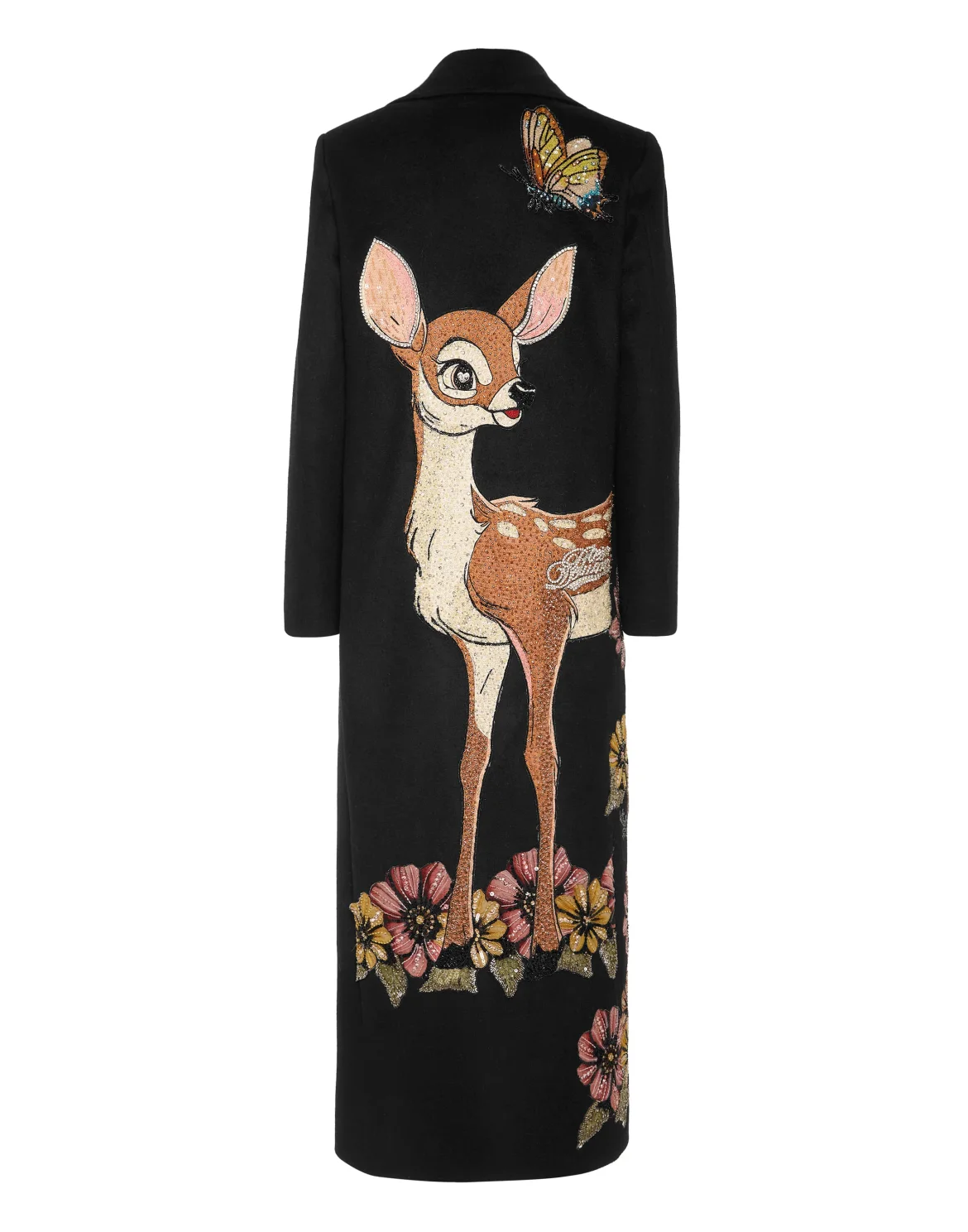 Double-Breasted Embroidered Long Coat Fairy, цвет: Черный