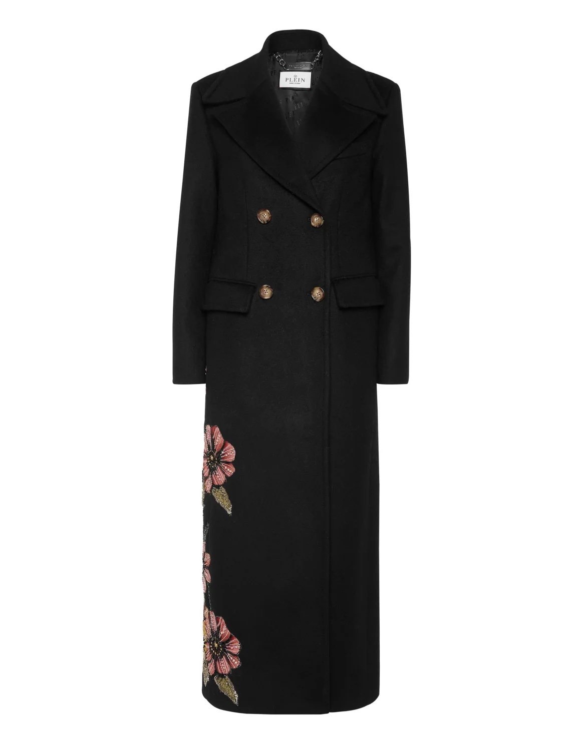 Double-Breasted Embroidered Long Coat Fairy, цвет: Черный